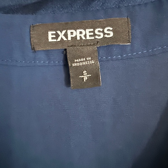 Express Deep Blue Lace Sleeve Blouse - Picture 2 of 2